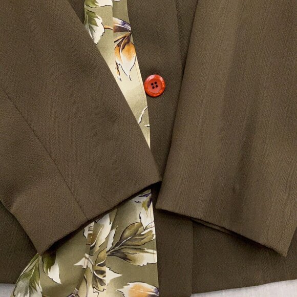 Travis Ayers Skirt Suit Women 12 30W x 24.5L Brown Floral Scarf Woven Poly - Picture 3 of 16